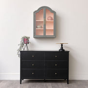 Arched Sage Green & Peach Wall Cabinet 79cm x 57cm