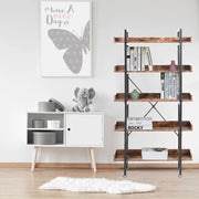 Rustic Wood Bookcase Bookshelf 5 Tier Industrial Storage Display Shelving Unit