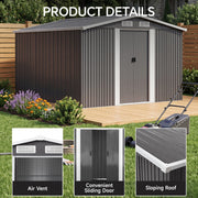 10x8FT Extra Large Garden Shed Metal Apex Roof Outdoor Storage With Door & Vent