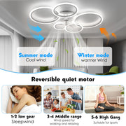 RGB LED Ceiling Fan Light Dimmable Chandelier Living Room Lamp W/ Remote Control