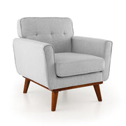 Modern Accent Chair Upholstered Linen Fabric Armchair w/ Cushion