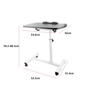 Adjustable Overbed Table Over Hospital Bed Tray with Wheels for Home Use White