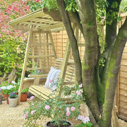 Churnet Valley 3 Seater Garden Swing Bench Outdoor Wooden Patio Seat Canopy Wood