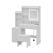 Dressing Table With 5 Drawers LED Mirror Set Makeup Desk Vanity Table Bedroom