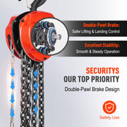 2 Ton 2000Kg Chain Block & Tackle Engine Lifting Hoist Pulley 3M Cable