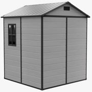 8x6 6x6 5x3 Plastic Garden Shed with Floor Window Lockable Door Wood Grain Grey