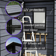4X3FT Plastic Garden Shed Apex with Floor Window Lockable Door Wood Grain Grey