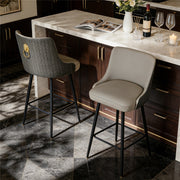 360° Rotating Breakfast Bar Stools High Tufted Back Lion Knocker w/ Footrest