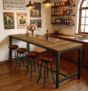 70.9'' Rectangular Bar Table Modern Counter Height Pub Table with Metal Footrest