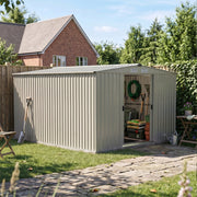 10 x 8FT Garden Shed Metal Apex Roof Outdoor Storage House With Free Foundation