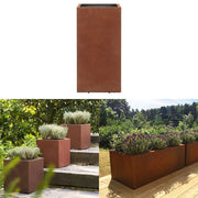 Corten Steel Rectangle Cube Planter Garden Plants Pot In/Outdoor Trough Tub Box