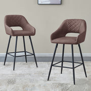 2X Breakfast Bar Stools PU Leather Dining Bar Chairs for Counter Kitchen Cafe
