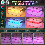 Coffee Table with LED High Gloss White Coffee Table Rectangular Centre 2 Drawers