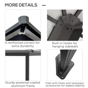 3.6 x 4m Aluminium Hardtop Gazebo Canopy with Polycarbonate Roof & Sidewalls