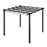 3 x 3 m Metal Pergola Gazebo Patio Sun Shelter Retractable Canopy Garden Shelter