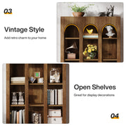 5-Tier Arched Bookshelf, 70.87'' Tall Modern Bookcase Freestanding Shelving Unit