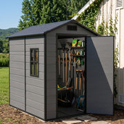 Weatherproof Plastic Garden Shed 4X6ft Outdoor Tool Storage House with Window