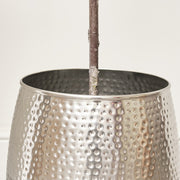 Round Silver hammered metal planter plant pot decorative botanical vase display