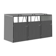 Triple Wheelie Bin Storage Metal Store Cover Garden Rubbish Dustbin 3 Sheds Grey