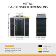 Garden Metal Shed Storage Tools Shed 6x4.2/8.2/10ft Waterproof with Door & Vents