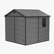 8x8FT Plastic Garden Shed Outdoor Tool Storage House with Floor & Lockable Doors