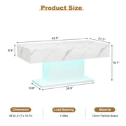 LED Coffee Table High Gloss Rectangle Center Table Modern Living Room Furniture