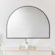 Large Black Arched Wall Mirror 90cm x 120cm minimalist thin framed overmantle