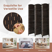 DARK BROWN ROOM DIVIDER 6 PANEL SOLID WEAVE WICKER FOLDING PRIVACY SCREEN PANEL