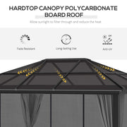 3.6 x 4m Aluminium Hardtop Gazebo Canopy with Polycarbonate Roof & Sidewalls