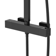 Thermostatic Mixer Shower Bathroom Square Rainfall Dual Head Handset Mat Black