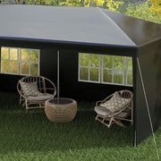 6m x 3m Garden Gazebo Marquee Canopy Party Tent Canopy Patio Black