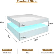 High Gloss Square LED Coffee Table Cocktail End Table Tea Tables for Living Room