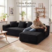 JUMBO CORD MODULAR L SHAPE CORNER SOFA 4 SEATER FURNITURE SETTEE SUITE POUFFE UK