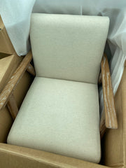 Gallery Neyland Natural Linen Armchair Beige Solid Wood Frame Living Room Chair
