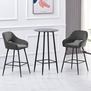 Set of 2 Bar Stools Velvet/PU Metal Legs Breakfast Stools Armrest Padded Chairs