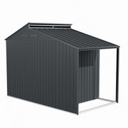 Large 10x6ft Shed Metal Garden Tools Bike Storage Shed Outdoor House W/Open Shed