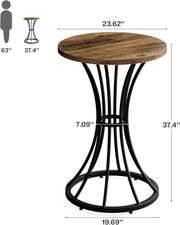 Round Bar Table 95cm High Top Cocktail Pub Table w/ Curved Metal Base for Bistro