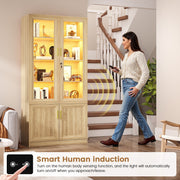 Display Cabinet with Glass Doors, Adjustable Shelves & LED Lights, Home Office