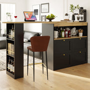 KITCHEN ISLAND EXTENDABLE DINING TABLE WITH STORAGE CABINET BAR BISTRO TABLE