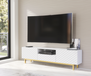 TV Unit TV Stand Sideboard Cabinet Cupboard White Gold Carved Doors 180cm