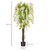 Artificial Plant White Wisteria Tree in Pot Plant for Decor, 160cm