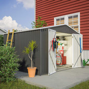 Garden Shed 10X8FT Metal Apex Roof With Free Foundation Base Storage House Anthr