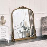 Large Arch Antique Gold Ornate Overmantle Leaner Vintage Mirror 152cm x 128cm