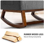 Modern Rocking Chair Upholstered Fabric Leisure Armchair with Rubber Wood Base