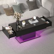 High Gloss LED Coffee Table Cocktail Center Table Modern Living Room Rectangle