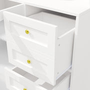 LED Kitchen Cupboard Tall Kitchen Cabinet w/ Glass Doors, Pantry Cupboard White