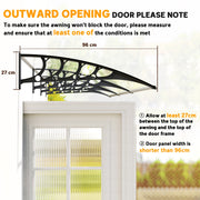 Door Canopy Outdoor Awning Rain Shelter for Window Porch 303x96 Clear