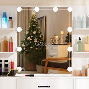 White Dressing Table Stool Makeup Desk with LED Mirror and 5 Drawers & 4 Shelves