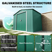 7 x 4ft Garden Shed Storage with Foundation Kit and Vents, Green