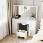 Dressing Table With Drawers Mirror Stool Set Makeup Desk Vanity Table Bedroom